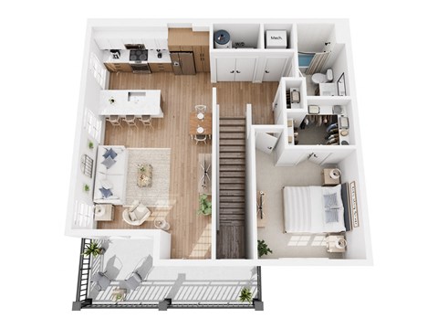 Floor plan for 1 bed, 1 bath, 825 sqft